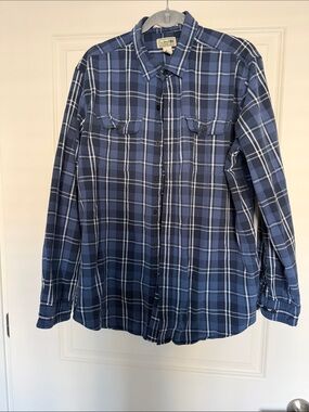 Men's Blue Plaid Button-Up Shirt